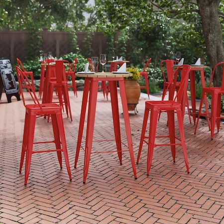 Flash Furniture 23.75 RD Bar Top Table Brown Poly Top/Red Frame JJ-T14623H-60-BRRD-GG